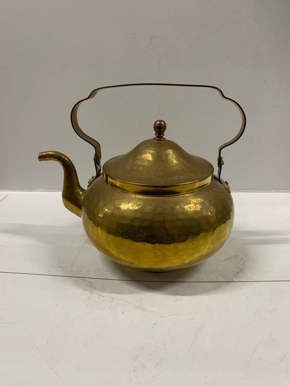 Brass Hammered Teapot with Handle - Gold Finish